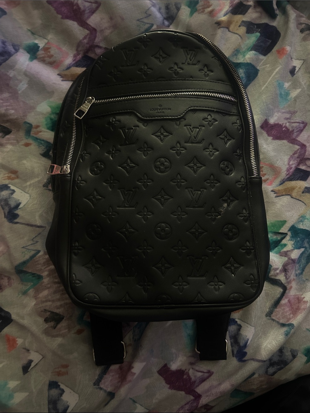 Louis Vuitton Black Embossed Monogram Backpack